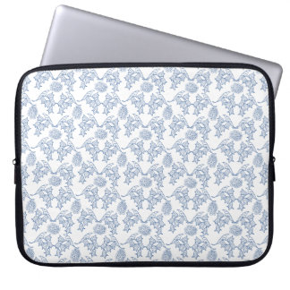 Indigo Blue Ethnic Floral Print Laptop Sleeve