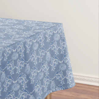 Indigo Blue Ethnic Floral Print Tablecloth
