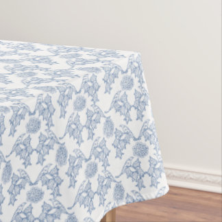 Indigo Blue Ethnic Floral Print Tablecloth