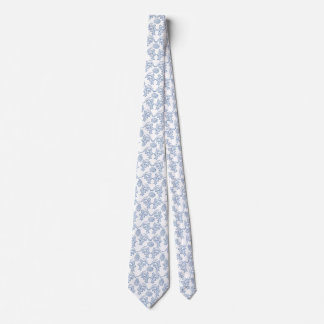 Indigo Blue Ethnic Floral Print Unisex Necktie