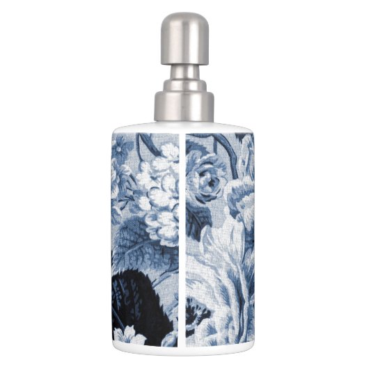 Indigo Blue Floral Toile No.1 Bathroom Set (Back)
