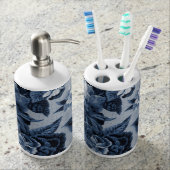 Indigo Blue Floral Toile No.1 Bathroom Set (Front)