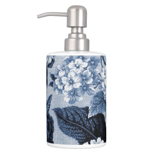 Indigo Blue Floral Toile No.1 Bathroom Set (Left)