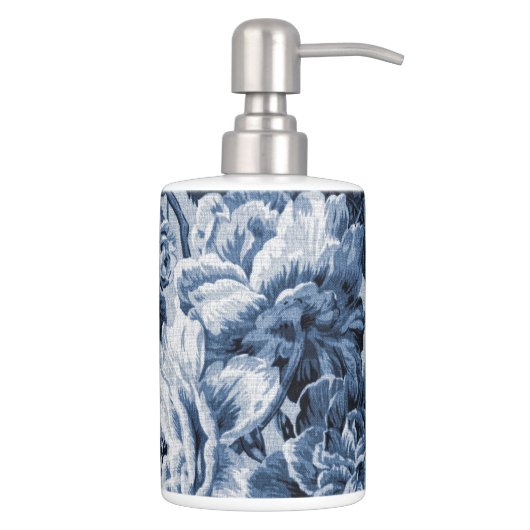 Indigo Blue Floral Toile No.1 Bathroom Set (Right)