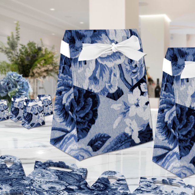 Indigo Blue Floral Toile No.1 Favor Boxes (Creator Uploaded)