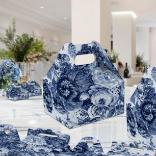 Indigo Blue Floral Toile No.3 Favor Boxes