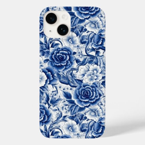 Indigo Blue Flowers Case_Mate iPhone 14 Case