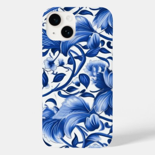 Indigo Blue Flowers Case_Mate iPhone 14 Case