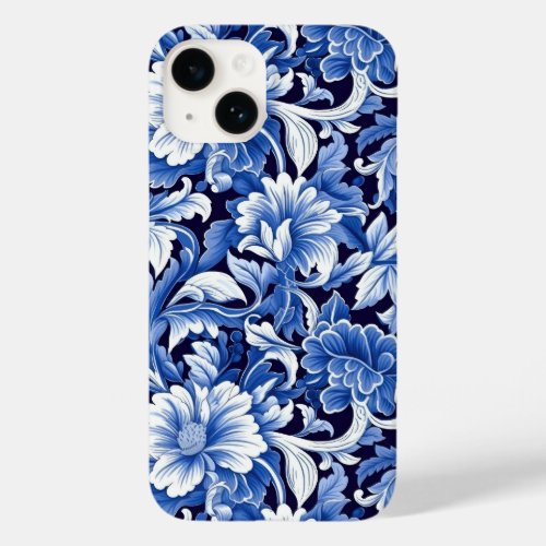 Indigo Blue Flowers Case_Mate iPhone 14 Case