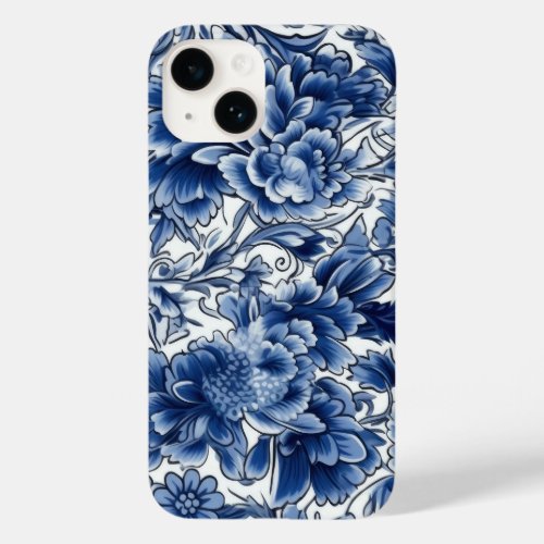 Indigo Blue Flowers Case_Mate iPhone 14 Case