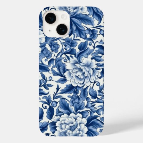 Indigo Blue Flowers Case_Mate iPhone 14 Case