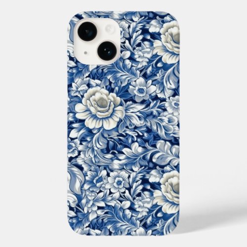 Indigo Blue Flowers Case_Mate iPhone 14 Case