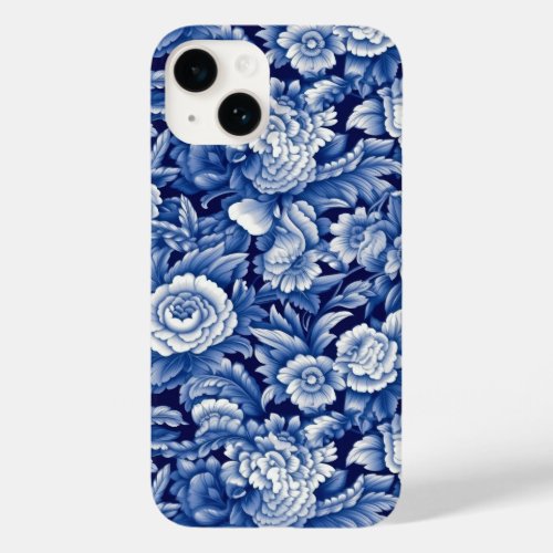 Indigo Blue Flowers Case_Mate iPhone 14 Case