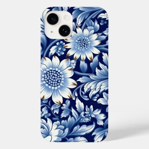 Indigo Blue Flowers Case_Mate iPhone 14 Case