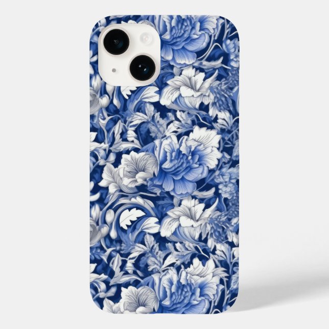 Indigo Blue Flowers Case-Mate iPhone Case (Back)
