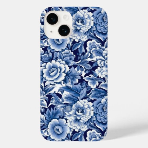 Indigo Blue Flowers Case_Mate iPhone 14 Case