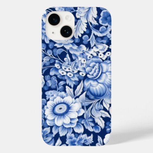 Indigo Blue Flowers Case_Mate iPhone 14 Case