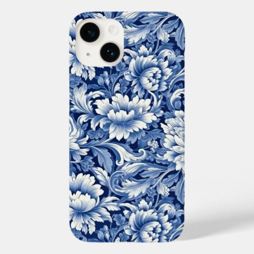 Indigo Blue Flowers Case_Mate iPhone 14 Case