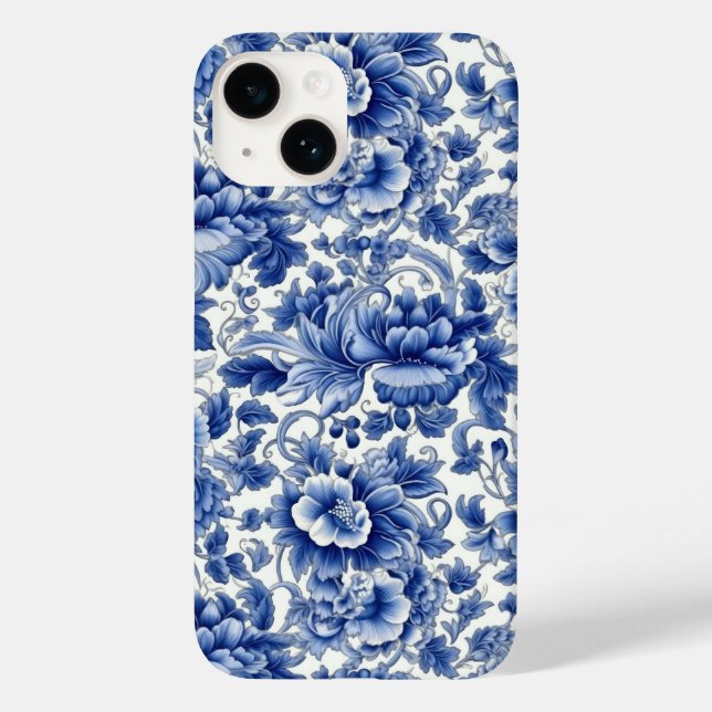 Indigo Blue Flowers Case-Mate iPhone Case (Back)