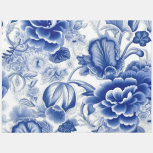 Indigo Blue Flowers Outdoor Rug