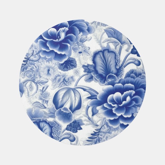 Indigo Blue Flowers Rug (Front)