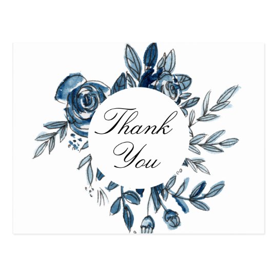 Indigo blue flowers thank you card | Zazzle.com