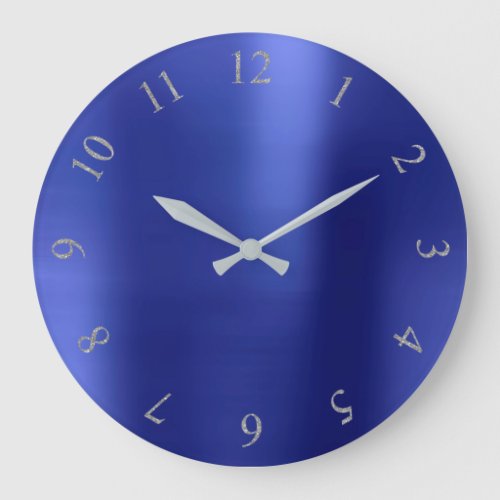Indigo Blue Glitter Gray Silver US UK Numbers Large Clock