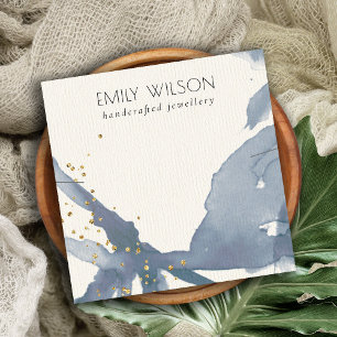 Indigo Blue Gold Abstract Necklace Band Template Square Business Card