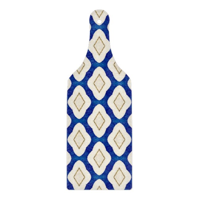 Indigo Blue Gray Azulejo Pattern Portugal Gift Cutting Board (Front)