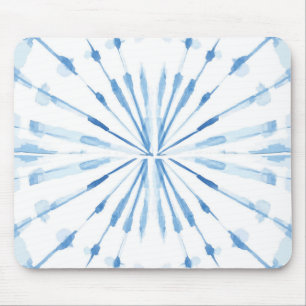 Indigo blue Japanese Shibori sunburst tie dye Mouse Pad
