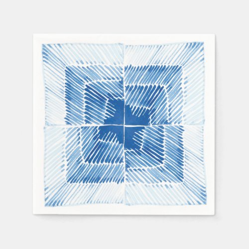 Indigo blue Japanese Shibori tie dye pattern Napkins