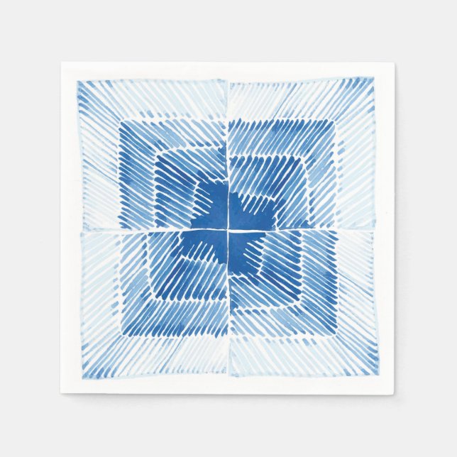 Indigo blue Japanese Shibori tie dye pattern Napkins (Front)