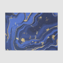 Indigo Blue Liquid Marbled Watercolor