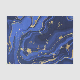 Indigo Blue Liquid Marbled Watercolor Tissue Paper
