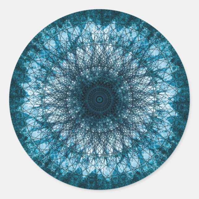 Indigo Blue Mandala Classic Round Sticker (Front)