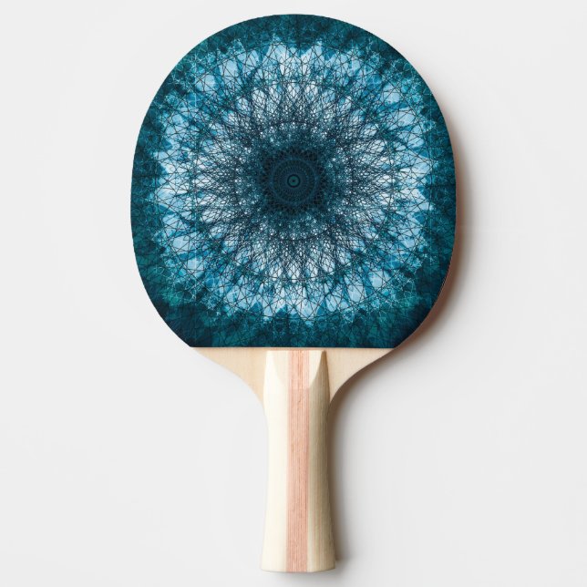 Indigo Blue Mandala Ping-Pong Paddle (Front)