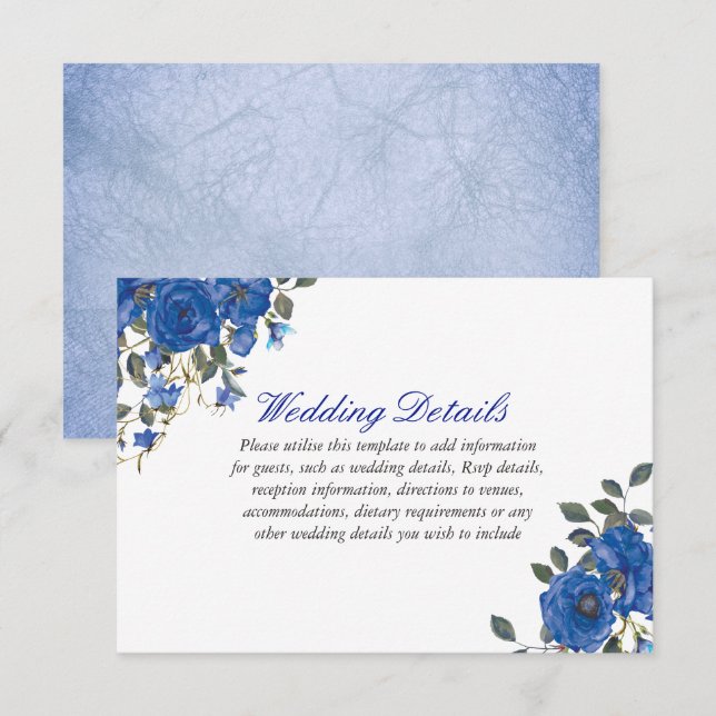 Indigo Blue Navy Midnight wedding reception detail Invitation (Front/Back)