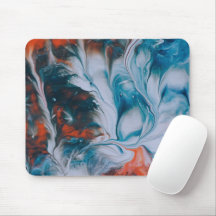 Indigo blue orange coral fluid watercolor