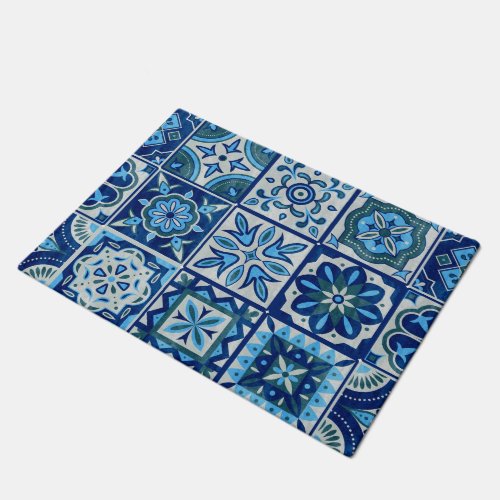 Indigo Blue Portuguese Azulejo Lisbon Decorative Doormat