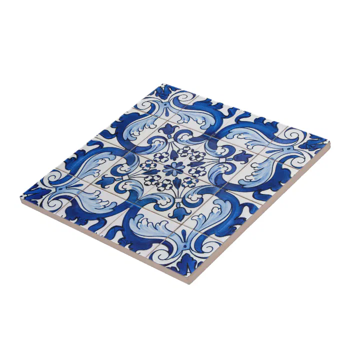 Indigo Blue Portuguese Lisbon Azulejo, Decorative Ceramic Tiles