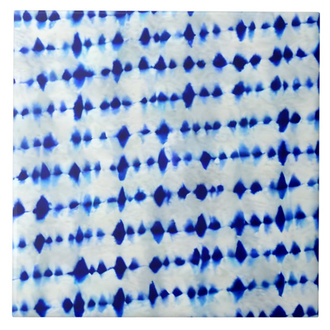 Indigo Blue Shibori Pattern  Ceramic Tile (Front)