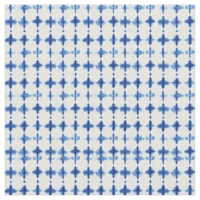Indigo Blue Shibori Tie Dye Abstract Fabric (Close Up)