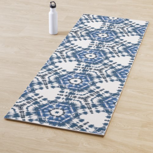 Indigo Blue Shibori Tie Dye Abstract Yoga Mat