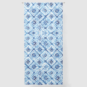 Indigo Blue Shibori Tie Dye Elegant Pattern Sheer Curtains