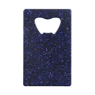 Indigo Blue Starry Midnight Glitter Credit Card Bottle Opener