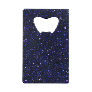 Indigo Blue Starry Midnight Glitter Credit Card Bottle Opener