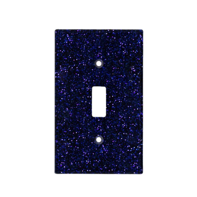 Indigo Blue Starry Midnight Glitter Light Switch Cover (Front)