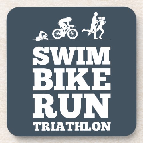 Indigo Blue â Swim Bike Run Triathlon Motivation Beverage Coaster