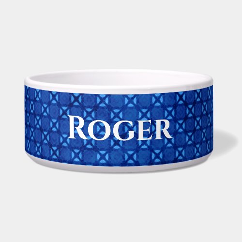 Indigo Blue Tie Dye Look Personalized Bowl