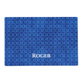 Indigo Blue Tie Dye Look Personalized Dog Food Mat